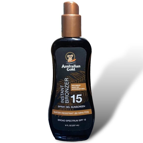 Australian Gold Spray Gel Sunscreen 8 Fl Oz Instant Bronzer SPF 15 ~ Lot of 2 - Picture 1 of 2
